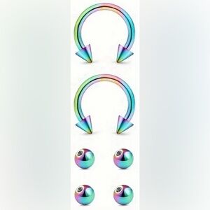 304 Stainless Steel Holographic Horseshoe Nose Rings